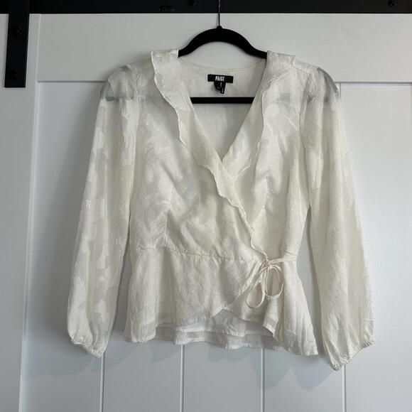 PAIGE 100% Silk Floral Wrap Top Size XS - Picture 1 of 7